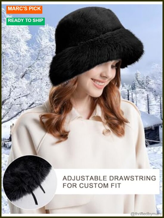 Faux Fur Bucket Hat Fluffy Winter Warm Hat Soft Fisherman Hats Fashion main image 5